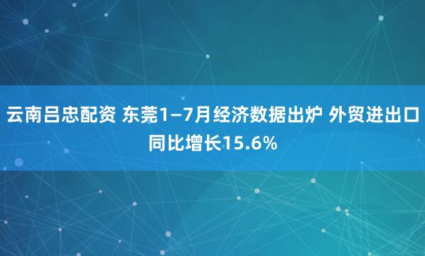 云南吕忠配资 东莞1—7月经济数据出炉 外贸进出口同比增长15.6%